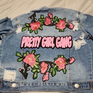 Denim Jacket with Floral Embroidery